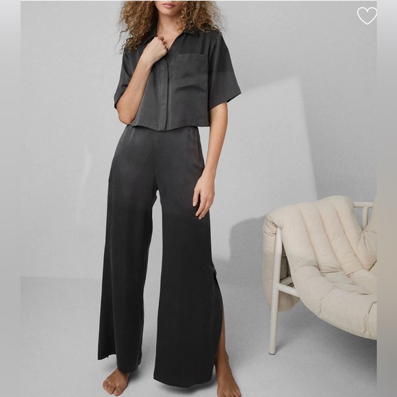 lunya Other - Lunya washable silk high rise pajama set, M, dark grey, excellent condition